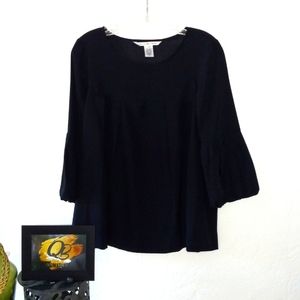 Size 2 Diane Von Furstenberg  Pleaded Up Front And Back With  Three-Quarter-Leng